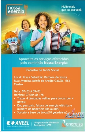CAMINHÃO DA ENERGISA ESTARÁ EM FIGUEIRÃO DIAS 7, 8 E 9 DE MARÇO