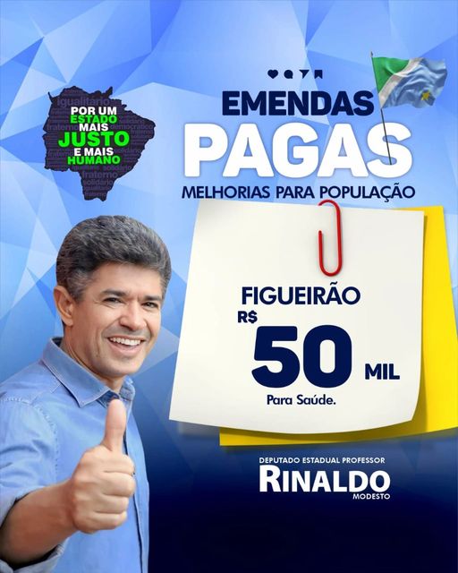 Gratidão Deputado Professor Rinaldo!