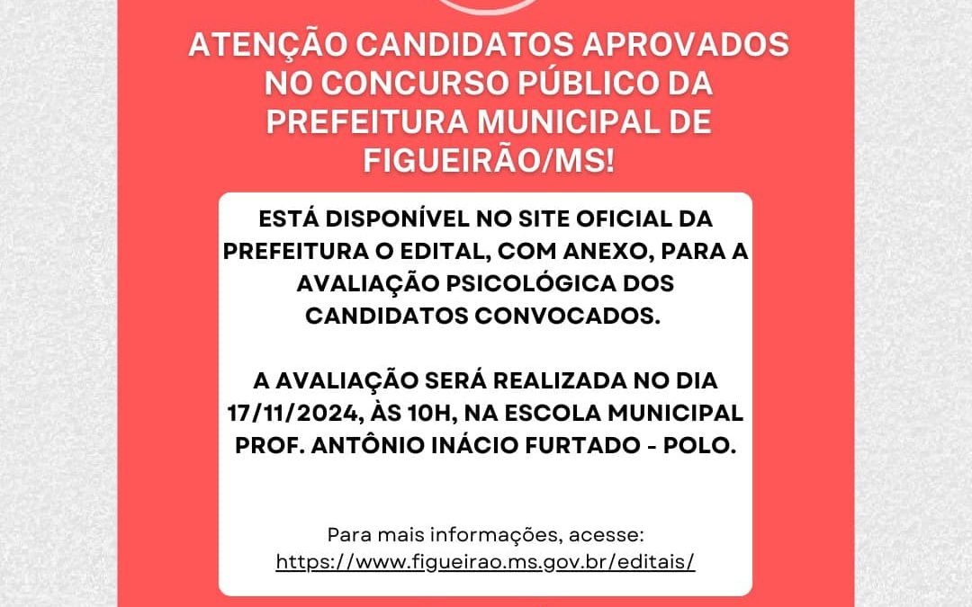 Atenção candidatos aprovados no concurso.