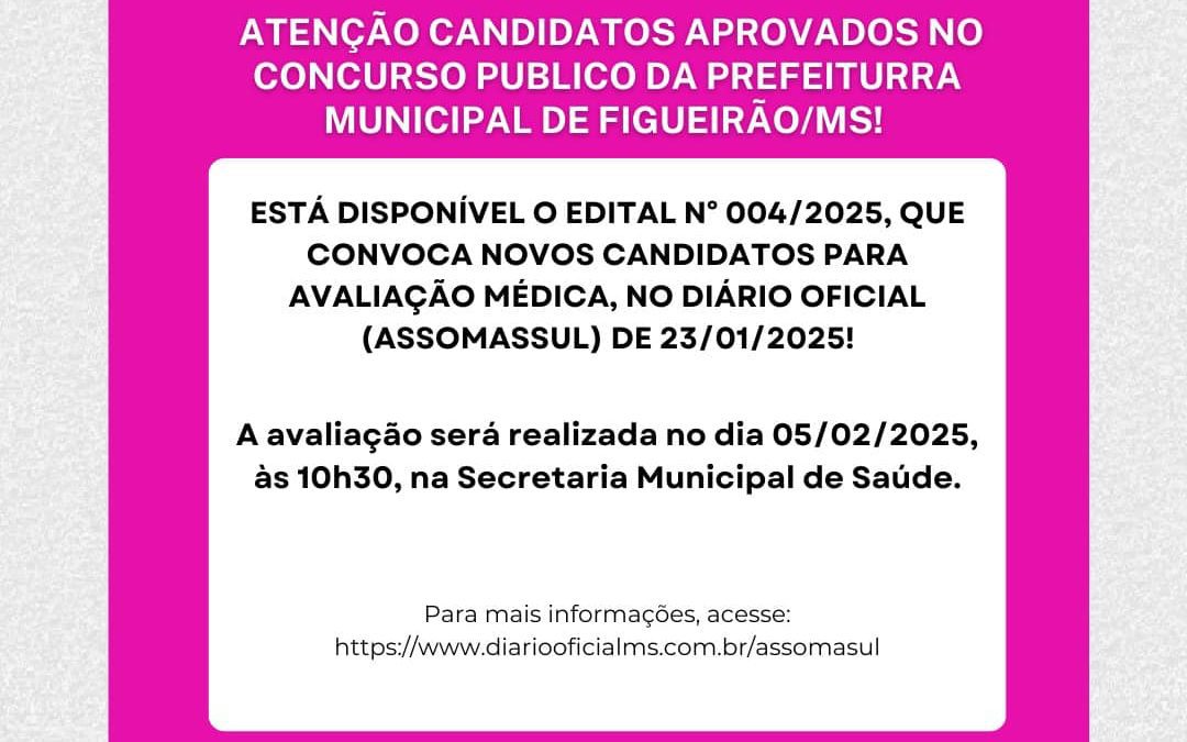 Atenção candidatos aprovados no Concurso Público