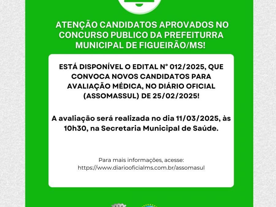 Atenção candidatos aprovados no Concurso Público