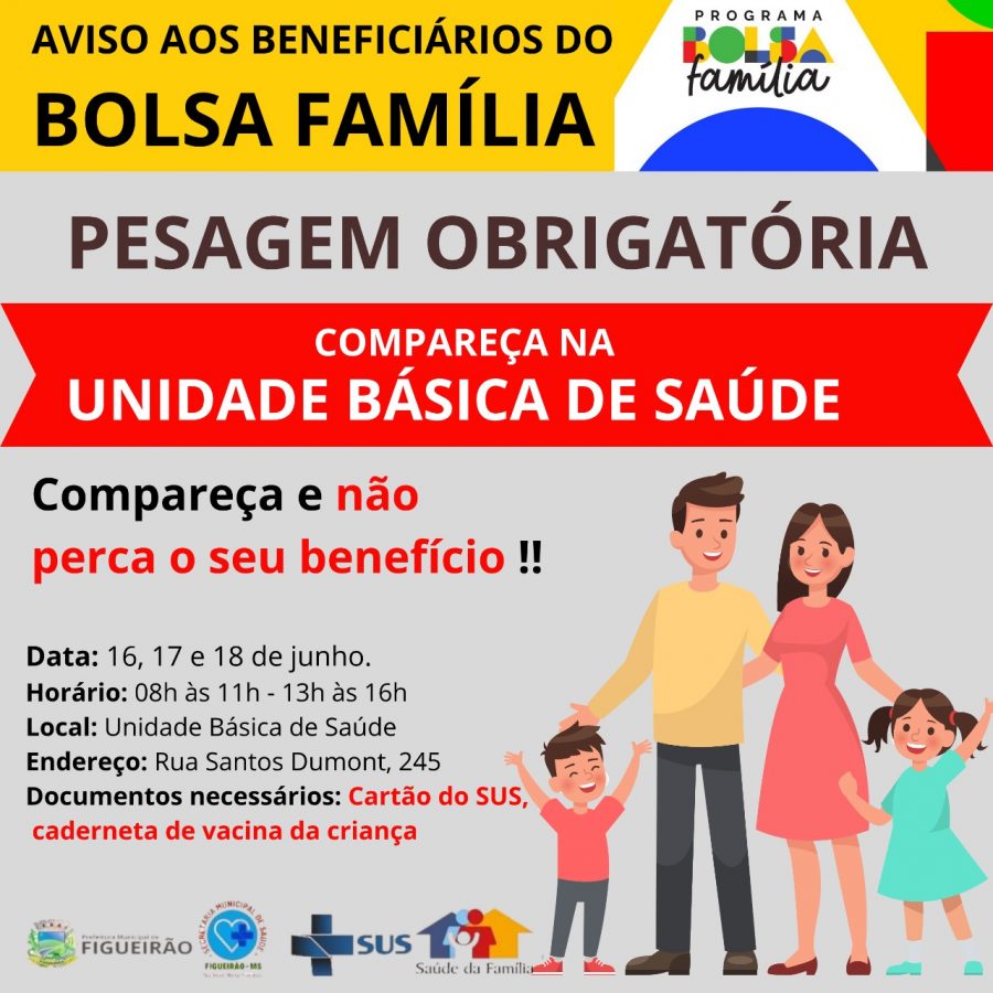 Aviso aos beneficiários do Programa Federal Bolsa Família.